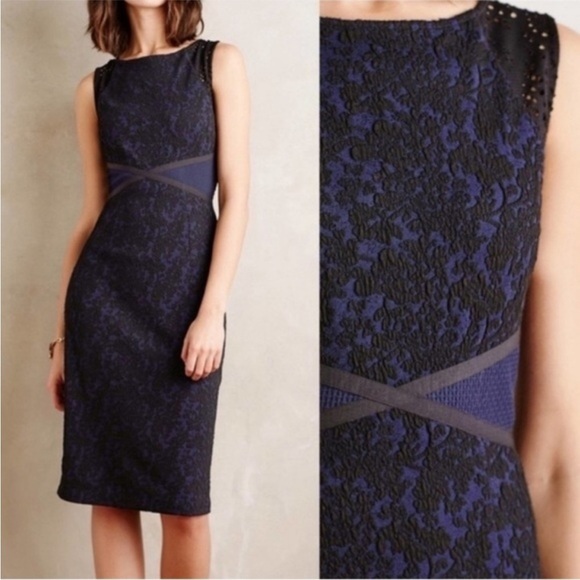 Anthropologie Dresses & Skirts - Anthropologie Moulinette Soeurs Navy & Black Mixed Media Career Dress Size 6 New